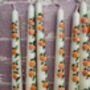 Hand Painted Pair Of Orange Blossom Taper Candles, thumbnail 2 of 5