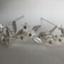 The Ostara Crown Gold Silver Shell Mother Of Pearl Floral Hair Vine Bridal Headpiece, thumbnail 9 of 12