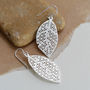 Sterling Silver Dangly Geometric Leaf Earrings, thumbnail 3 of 7