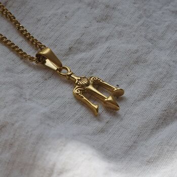 Trident Necklace, 18 K Gold Plated Poseidon Trident, 3 of 3