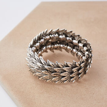 Antique Finish Overlapping Leaf Bracelet, 3 of 6