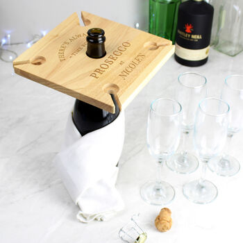 Personalised Prosecco Wine Glasses Holder Bottle Butler, 3 of 5