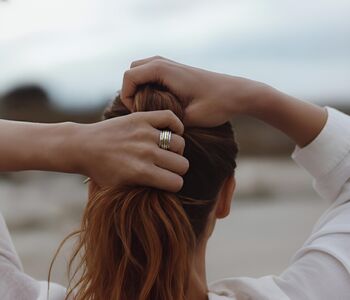 Oxidised Sterling Silver Fidget Spinner Ring With Golden Bands, 5 of 9