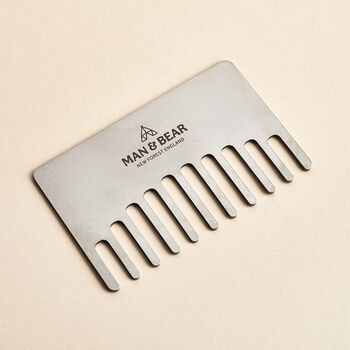 Personalised Stainless Steel Wallet Beard Comb, 2 of 3