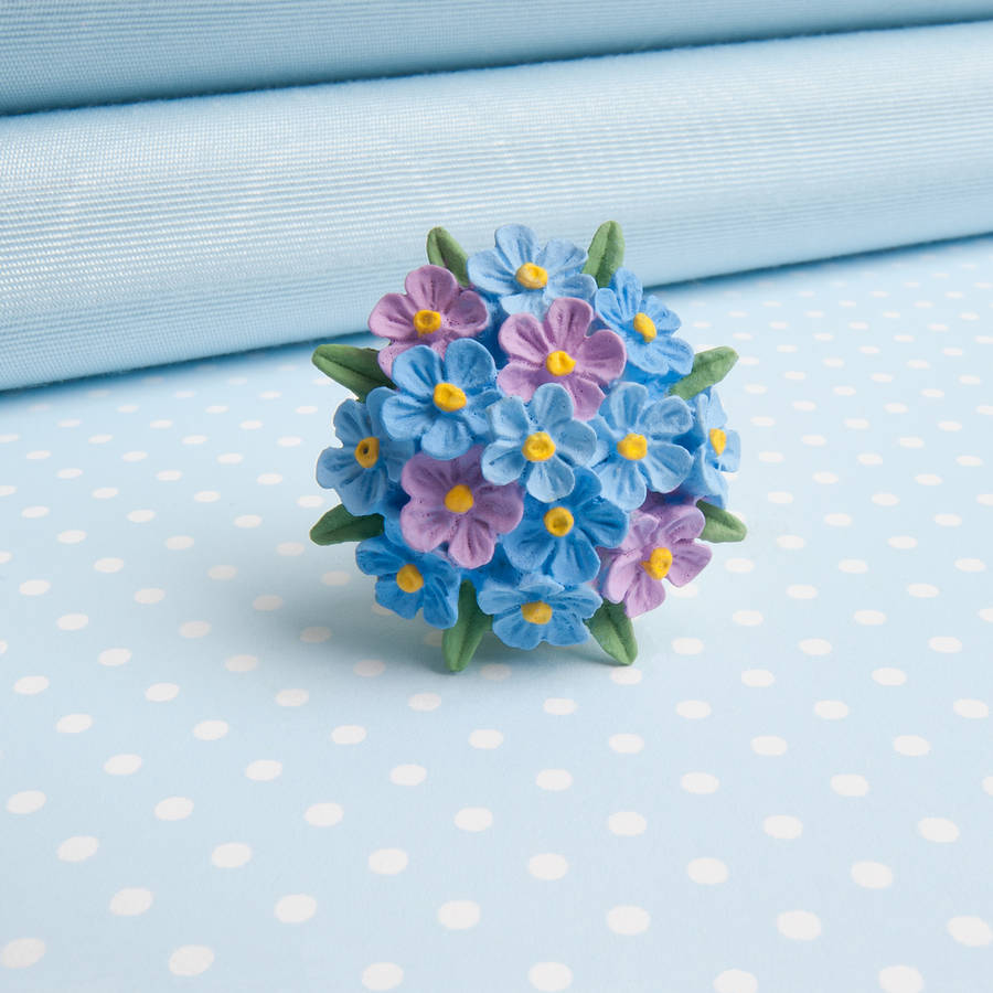 Hand Painted Forget Me Not Brooch, 1 of 4