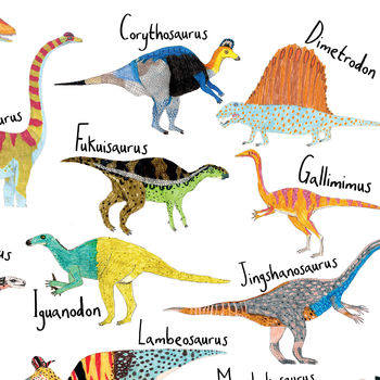 dinosaurs a to z alphabet print by james barker | notonthehighstreet.com