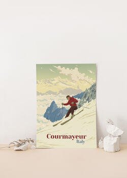 Courmayeur Ski Resort Italy Travel Poster Art Print, 2 of 8