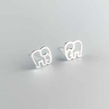 Sterling Silver Simple Elephant Stud Earrings, 4 of 6