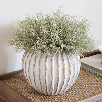Large Ribbed Round Ceramic Vase, 2 of 4