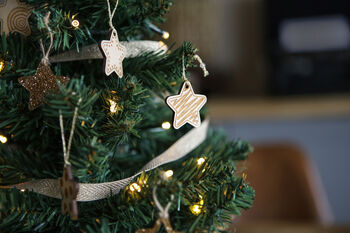 Set Of Small Wooden Tree Decorations Perfect For Mini Tree, 7 of 7