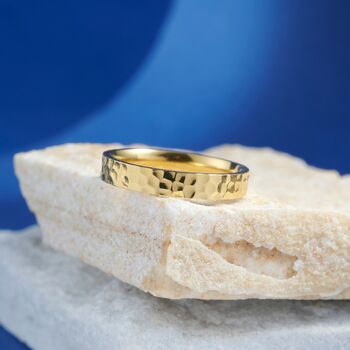 Gold Engraved 6 Mm Hammered Band Ring, 5 of 11