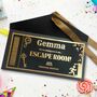 Shiny Foil Escape Room Ticket On Black Card, thumbnail 1 of 4