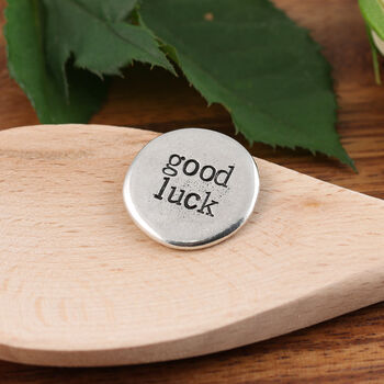 Good Luck Pewter Pocket Pebble Message Token, 4 of 9