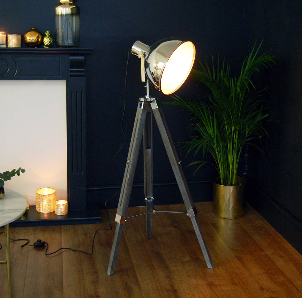 Searchlight Lamp Tripod Tall Industrial Floor Light By The Luxe Co