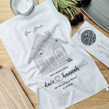 Our Home Location Map Personalised Tea Towel, 3 of 5