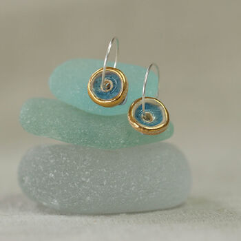 Blue Pool Sterling Silver Small Hoops, 2 of 5