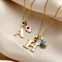 9ct Gold Talisman And Letter Charm Necklace, thumbnail 4 of 9