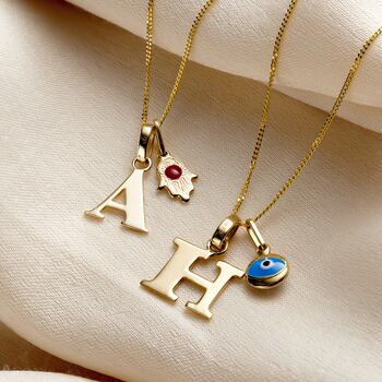 9ct Gold Talisman And Letter Charm Necklace, 4 of 9