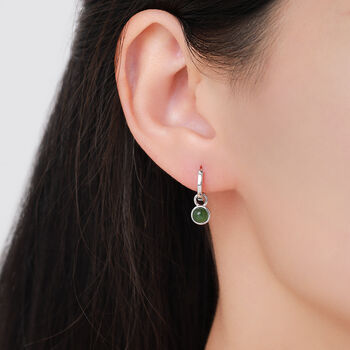 Genuine Jade Dangling Huggie Hoop Earrings, 8 of 12
