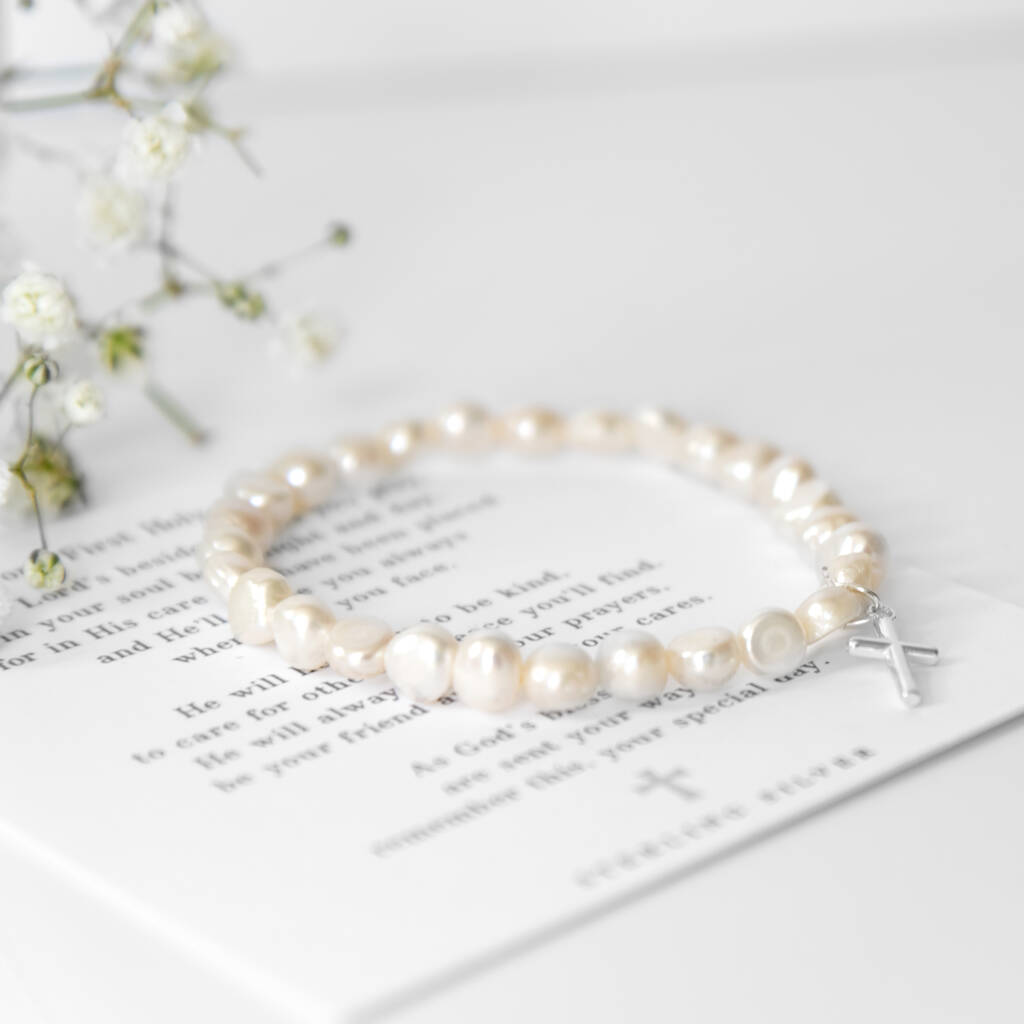 First Holy Communion Pearl Bracelet With Poem By Dotty Dora Designs
