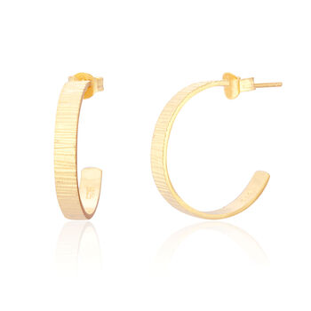 Hanna 18ct Gold Plate Brushed Hoop Earrings, 2 of 3