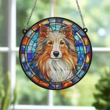 Sheltie Stained Glass Effect Suncatcher, 4 of 6