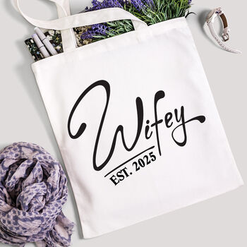 Personalised Wifey Est Bride To Be Pastel Tote Bag, 2 of 6