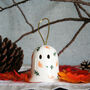 Ceramic Halloween Hanging Ghost Decoration With Autumn Leaves, thumbnail 2 of 6