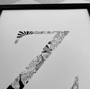 'Letter Z' Linear Illustration Print, 3 of 7