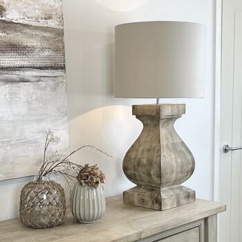 Large Chunky Solid Wood Table Lamp Aspen, 2 of 5