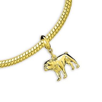 English Bulldog Gold Plated Sterling Silver Charm, 3 of 6
