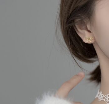 Sterling Silver Bow Stud Earrings, 2 of 5