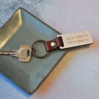 Coordinate Leather And Wood Keyring, 2 of 4
