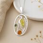 Personalised Silver Heron Pendant With Baltic Amber, thumbnail 1 of 8