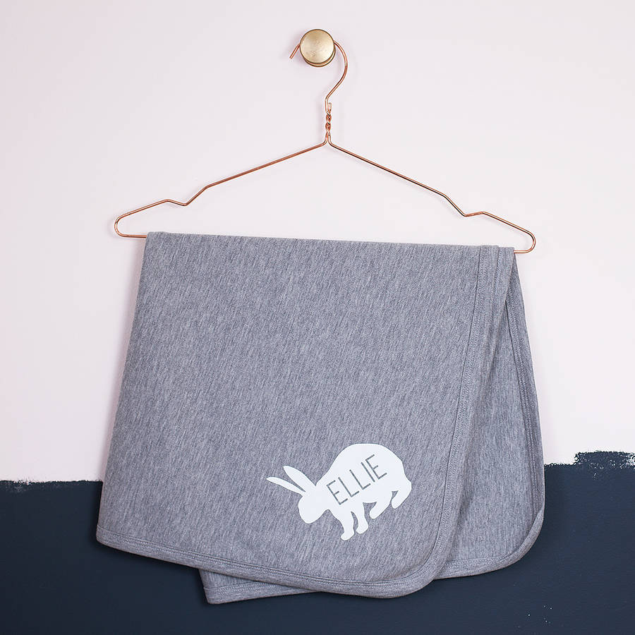 personalised rabbit cotton baby blanket by clouds and currents