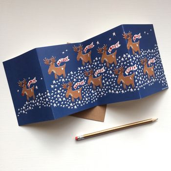 Rudolph And Reindeers Concertina Card Or Pack Of Cards, 4 of 5