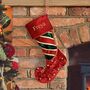 Personalised Luxury Elf Boot Stocking With Bells, thumbnail 2 of 7