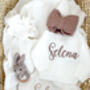 White Personalised Embroidered New Baby Name Cardigan, thumbnail 2 of 12