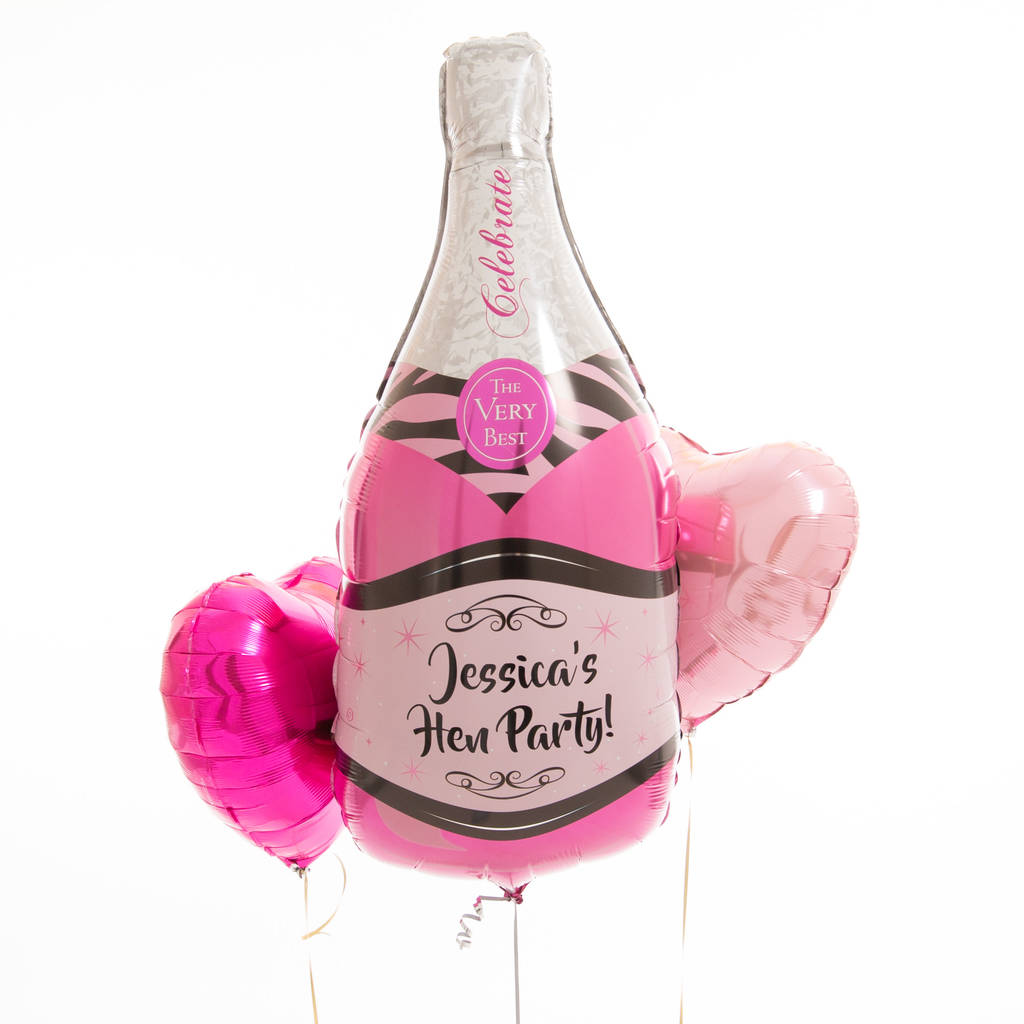 personalised hen party champagne foil balloons by bubblegum balloons