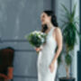White Sequin Midi Wedding Dress With Deep Plunge And Open Back, thumbnail 11 of 12