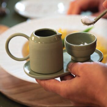 Hand Crafted Green Stoneware Condiment Set, 3 of 6