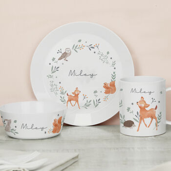 Personalised Woodland Animals Kids Breakfast Set, 3 of 3