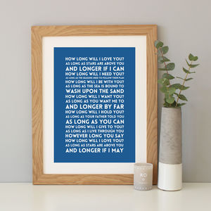 'How Long Will I Love You?' Song Lyrics Print By Hope and Love