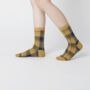 Plaid Print Mid Calf Length Socks, thumbnail 1 of 4