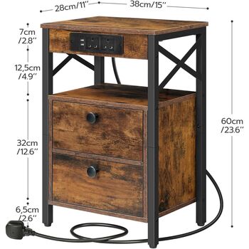 Bedside Table Side Table With Charging Station, 9 of 9