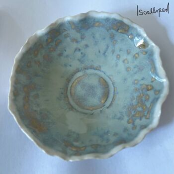 Handmade Mini Blue Brown Pottery Ring/ Jewellery Dish, 3 of 9