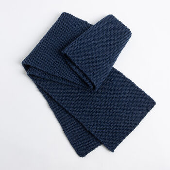 Garter Scarf Beginner Knitting Kit Navy Blue, 2 of 6