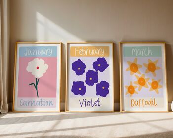 Personalised Birth Flower Art Print, 2 of 6