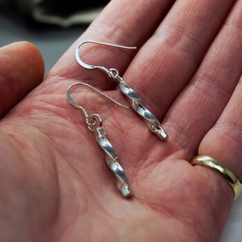 Large Spiralled Sterling Silver Earrings, 3 of 4