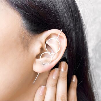 Gold Plated Sterling Silver Double Circle Ear Cuff, 4 of 7